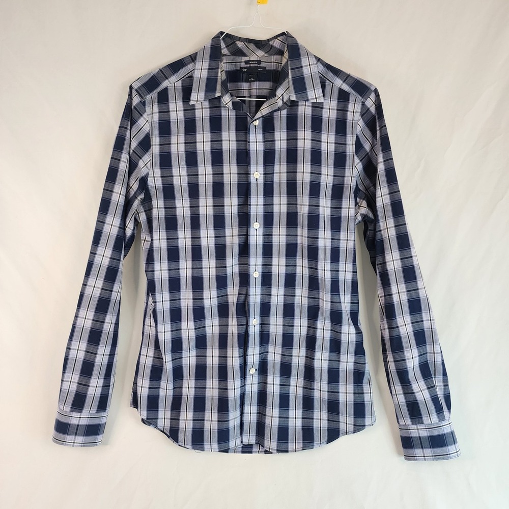 Gap men's button up Navy Plaid Medium